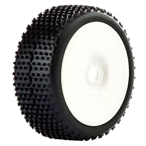 Fastrax 1:8 Cuboid Tyres Mounted on Dished White Wheels (2)