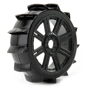 Fastrax 1:8 Paddle Tyres Mounted On 8 Spoke Black 17mm Hex Wheels - 1 Pair