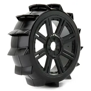 Fastrax 1:8 Paddle Tyres Mounted On 8 Spoke Black 17mm Hex Wheels - 1 Pair