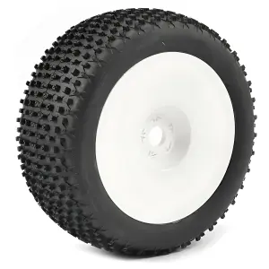 Fastrax X-Block 1:8 Truggy Tyres Mounted on White Dished Zero Offset Wheels (2)	