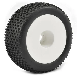 Fastrax X-Block 1:8 Truggy Tyres Mounted on White Dished 1/2 Inch Offset Wheels (2)