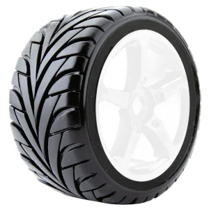 Fastrax 1:8 Truggy Eagle Tyres Mounted on 5 Spoke White Zero Offset Wheels (2)