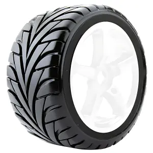 Fastrax 1:8 Truggy Eagle Tyres Mounted on 5 Spoke White Zero Offset Wheels (2)