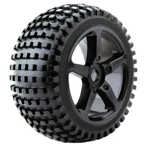 Fastrax 1:8 Truggy Rock Tyres Mounted on 5 Spoke Black Zero Offset Wheels (2)