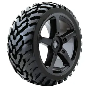 Fastrax 1:8 Truggy Arrow Mounted On 5-Spoke Black 0 Offset (2)