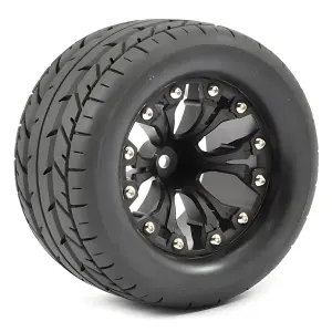 Fastrax 1:10 MT Eagle Mounted on 6-Spoke Black 12mm Hex 1/2 Inch Offset Wheels (1 Pair)