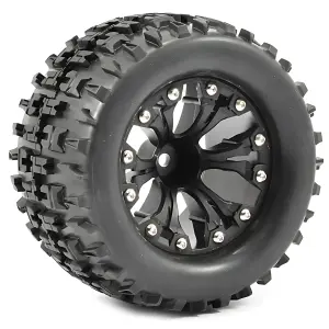 Fastrax Jigsaw Tyres Mounted on 1:10 MT Black Zero Offset Wheels (2)