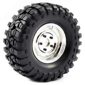 Fastrax Sawblock Scale 1.9 Wheels with Tyres - 108mm OD - Chrome (2)