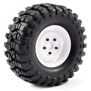 Fastrax Sawblock Scale 1.9 Wheels with Tyres - 108mm OD - White (2)