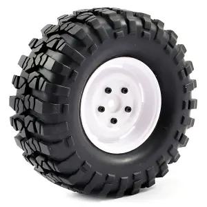 Fastrax Sawblock Scale 1.9 Wheels with Tyres - 108mm OD - White (2)