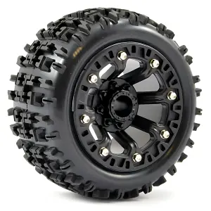 Fastrax 1:16 Jigsaw Tyres Mounted on Black 8SP 12mm Hex Wheels