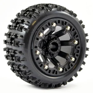 Fastrax 1:16 Jigsaw Tyres Mounted on Black 8SP 12mm Hex Wheels