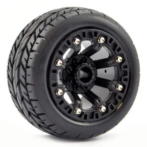 Fastrax 1:16 Eagle Tyres Mounted on Black 8SP 12mm Hex Wheels	(2)