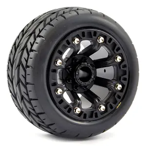 Fastrax 1:16 Eagle Tyres Mounted on Black 8SP 12mm Hex Wheels	(2)