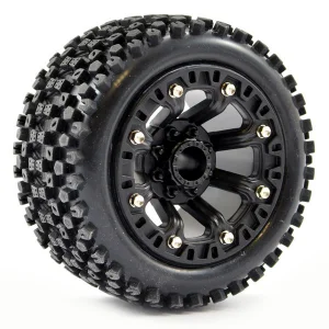 Fastrax 1:16 Stinger Tyres Mounted on Black 8SP 12mm Hex Wheels	