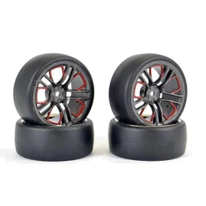 Fastrax Drift D1 Tyres Mounted on 3mm Offset 6 Spoke Graphite Wheels (4)