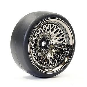 Fastrax Drift D1 Tyres Mounted on 9mm Offset Classic Black Chrome Wheels (4)
