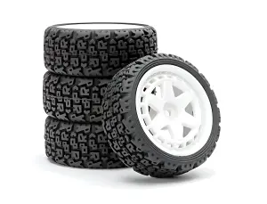 Fastrax 1:10 R Block Rally Tyres/6-Spoke White Wheels (4)
