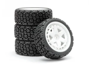 Fastrax 1:10 R Block Rally Tyres/6-Spoke White Wheels (4)