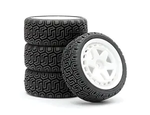 Fastrax 1:10 Geometric Rally Tyres/6-Spoke White Wheels (4)