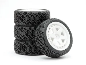 Fastrax 1:10 Geometric Rally Tyres/6-Spoke White Wheels (4)