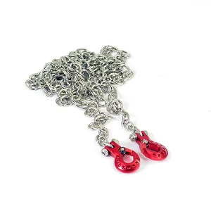 Fastrax Deluxe Aluminium Red Winch Hooks + Chain Set