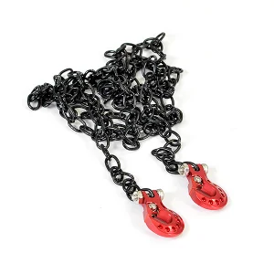 Fastrax Deluxe Aluminium Red Winch Hooks + Black Chain Set