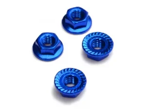 Fastrax M4 Blue Serrated Flanged Locking Wheel Nuts (4)