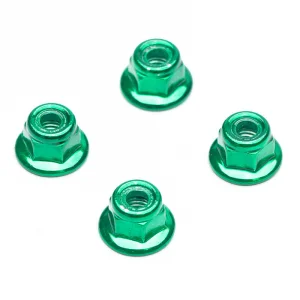 Fastrax M5 Green Flanged Aluminium Locknuts - 4Pcs