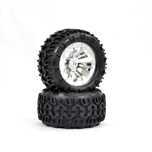 FTX Carnage Mounted Wheel/Tyre Complete Pair - Chrome