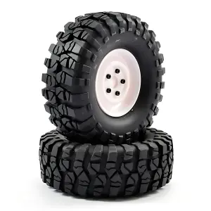 FTX Outback Pre-Mounted Steel Lug/Tyre (2) - White
