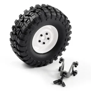 FTX Outback Spare Tyre Mount + Tyre/Steel Lug Wheel White