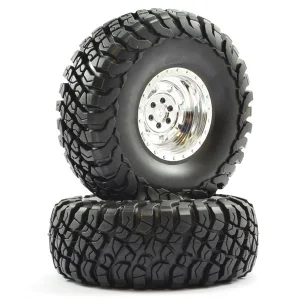 FTX Mauler 2.2 All Terrain Tyres Pre-Glued On Chrome Wheel