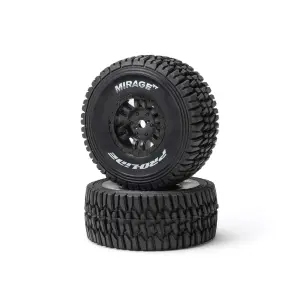 1:16 Mirage TT Front/Rear Tires Mounted Black Split Six Whee