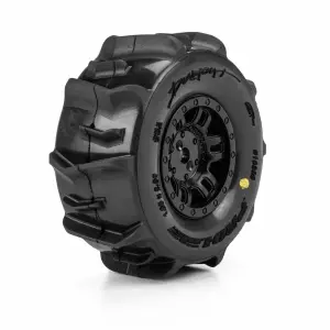 ProLine 1:16 Dumont Paddle Tires Mounted on Black Split Six 12mm Hex Wheels (2)