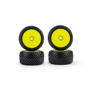 1/28 Prism Front/Rear Carpet Tires Mounted 7mm - Yellow (4):