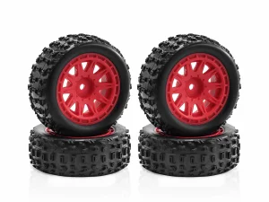 Mud Block - Tyre w/ Red 10 Spoke Rim Set - 1:18 Typhon