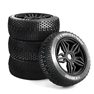 1:8 Buggy Off Road Wheel And Tyre Pre Mounted Set - Black (4)