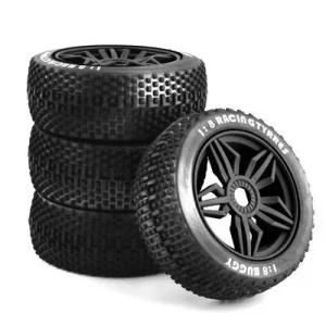 1:8 Buggy Off Road Wheel And Tyre Pre Mounted Set - Black (4)