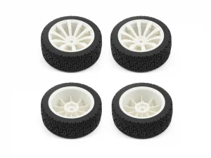 1:10 Rally Block Tyres Mounted on 10 Spoke White Wheels (4)