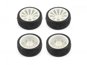 1:10 On Road Tyres Mounted on 10 Spoke White Wheels (4)