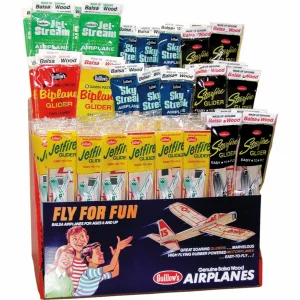 Guillow Balsa Planes 3-Tier 5-Assortment Combo Pack Display (120pcs)