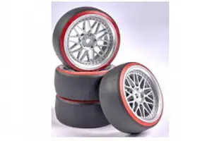 CARSON 1:10 Wheel Set Drift (4) silver/red