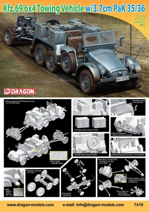 Dragon 1/72Kfz.69 6X4 Truck + 3.7Cm