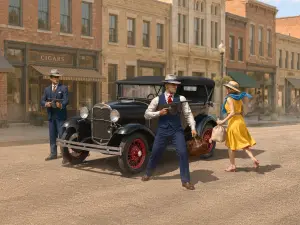 ‘Daring Robbery’ Ford Model A with 3 Gangster Figures