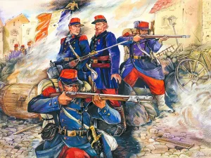 French Line Infantry (1870-1871) (4 figures - 1 officer - 3 soldiers)