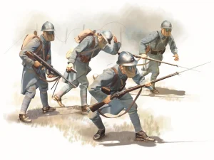 French Infantry in Gas Masks (1918) (4 figures)