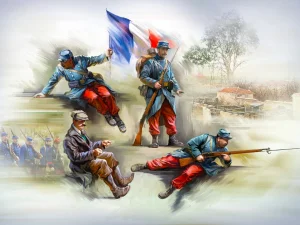 French Infantry on the march (1914) (4 figures)