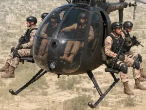 Delta Force Assault Team with MH-6J Helicopter