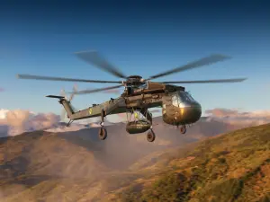 Sikorsky CH-54A Tarhe Helicopter with M-121 Bomb